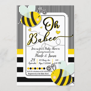 おしゃれな縞模様のベビーシャワーギフト Oh BaBEE Bee モダンストライプベビーシャワー 招待状