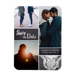 おしゃれな縦型の結婚式「Save the Date」写真付きチョークボードマグネット マグネット