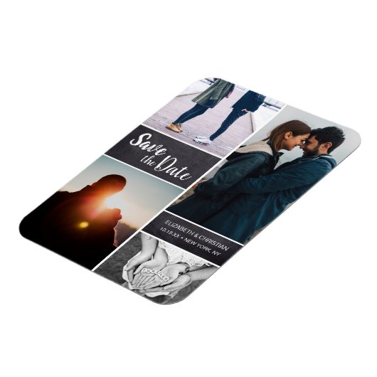 おしゃれな縦型の結婚式「Save the Date」写真付きチョークボードマグネット マグネット (左側)
