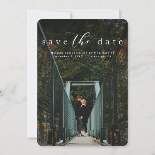 おしゃれな縦型写真カード「Save the date」スクリプト セーブザデート (正面)