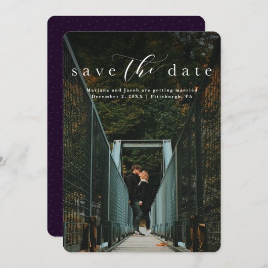 おしゃれな縦型写真カード「Save the date」 セーブザデート (正面/裏面)