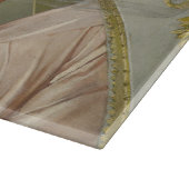 おしゃれな美しい女性が子犬をなでながら カッティングボード (角)