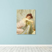 おしゃれな美人が子犬をからかう キャンバスプリント (インサイチュ (ウッドフロア))