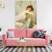 おしゃれな美人が子犬をからかう キャンバスプリント (インサイチュ (リビング))