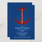 おしゃれな航海アンカーのリハーサルディナー 招待状 (正面/裏面)