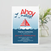 おしゃれな航海士の仲間たちと海賊の少年がテーマの誕生日パーティー 招待状 (スタンド正面)