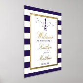 おしゃれな航海灯台本物のホイルウェディングウェルカムサイン 箔ポスター (レイダウン)