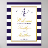 おしゃれな航海灯台本物のホイルウェディングウェルカムサイン 箔ポスター (正面)