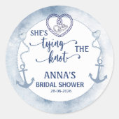 おしゃれな航海 シーズ タイング ザ ノット ブライダル シャワー エレガント ラウンドシール (正面)