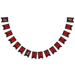 おしゃれな芍薬の花のアクセント付き誕生日パーティー バンティングフラッグ