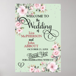 おしゃれな花のウェディング ウェルカムサイン ポスター