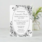 おしゃれな花のスクロール ブライダルシャワー 招待状 (スタンド正面)
