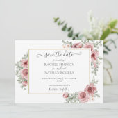 おしゃれな花のダスティーローズの写真ウェディング セーブザデート (スタンド正面)