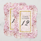 おしゃれな花のテーブルナンバー ゴールド 招待状 (正面/裏面)