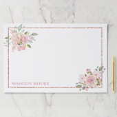 おしゃれな花のバラ ネーム刻印 ペーパーパッド (インサイチュ)