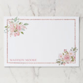 おしゃれな花のバラ ネーム刻印 ペーパーパッド (正面)