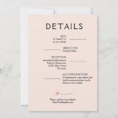 おしゃれな花のブッシュピンクの結婚式オールインワン 招待状 (裏面)