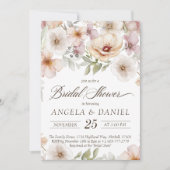おしゃれな花のプリンセス・トゥ・ビー ウォーターカラー ブライダルシャワー 招待状 (正面)