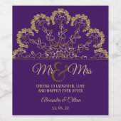 おしゃれな花のマンダラ ワインボトルラベル ワインラベル (シングルラベル)