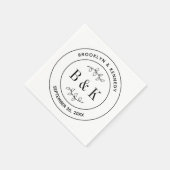 おしゃれな花のモノグラム結婚式カップル名 スタンダードカクテルナプキン (角)