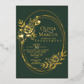 おしゃれな花のローズリースの結婚式の箔押し招待状 箔招待状 (正面)