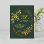 おしゃれな花のローズリース ウェディング  ホイル招待状 箔招待状 (立ち正面)