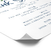 おしゃれな花の咲き誇る | ネイビーブルーとソフトピンクのドリンクメニュー ポスター (角)