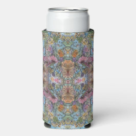 おしゃれな花の庭の水彩画 スリム缶クーラー