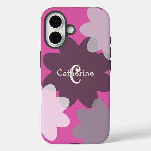 おしゃれな花の形のピンクのモノグラム Case-Mate iPhoneケース (裏面)