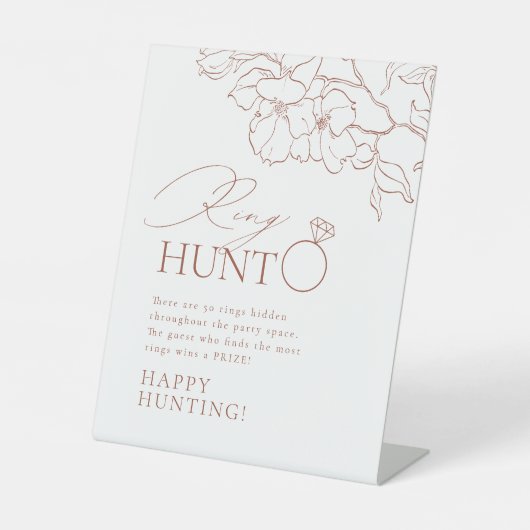 おしゃれな花の指輪探しゲーム ブライダルシャワーゲーム 台座サイン (正面)