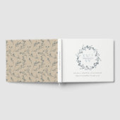 おしゃれな花の月桂樹の花束のイニシャル ウェディングシャワー ゲストブック (全面)