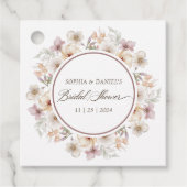 おしゃれな花の水彩ウェディングシャワー フェイバータグ (正面)