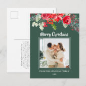 おしゃれな花の水彩ポインセチア クリスマスフォト シーズンポストカード (正面/裏面)
