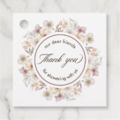 おしゃれな花の水彩画 ブライダルシャワーのお礼 フェイバータグ (正面)
