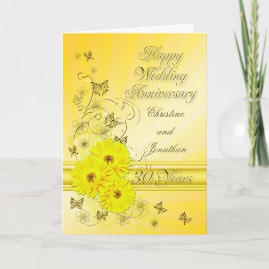 おしゃれな花の結婚30周年記念カード カップルへのプレゼント カード (正面)