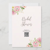 おしゃれな花の花びらとプロセッコのQRコード付き結婚前お披露目パーティー 招待状 (裏面)