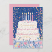 おしゃれな花の誕生日カード (正面/裏面)