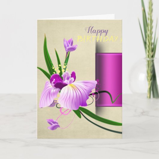 おしゃれな花の誕生日 カード (正面)