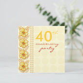 おしゃれな花の40周年結婚記念日パーティー 招待状 (スタンド正面)