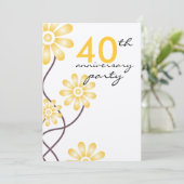 おしゃれな花の40周年結婚記念日パーティー 招待状 (スタンド正面)