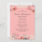 おしゃれな花の50歳の誕生日パリ エッフェル塔 招待状 (裏面)