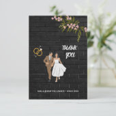 おしゃれな花嫁と花婿の写真オーバーレイ結婚式テンプレート サンキューカード (スタンド正面)