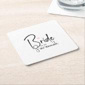 おしゃれな花嫁になる | 名前をカスタマイズ スクエアペーパーコースター (アングル)