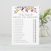 おしゃれな花嫁のシャワー 誰が言った？ゲームカード 招待状 (スタンド正面)