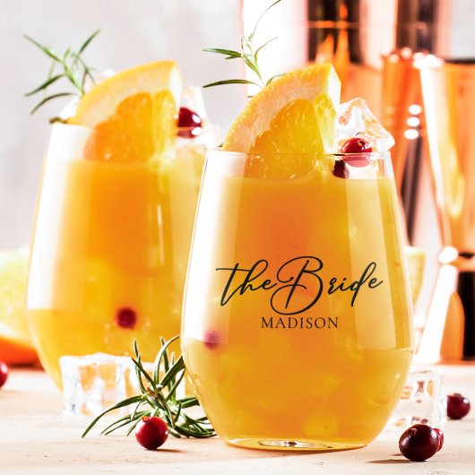 おしゃれな花嫁のパーソナライズされたウェディング ステムなしワイングラス