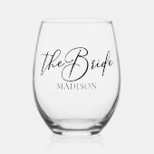 おしゃれな花嫁のパーソナライズされたウェディング ステムなしワイングラス (正面)