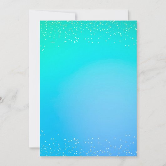 おしゃれな花嫁の最後の夜の会 ピンクの花 ティール ゴールドのドット 招待状 (裏面)