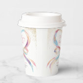 おしゃれな花嫁の結婚前お披露目パーティー ピンクの蝶結び  紙コップ (右)