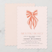 おしゃれな花嫁の結婚前お披露目 ピンクと赤 招待状 (正面/裏面)