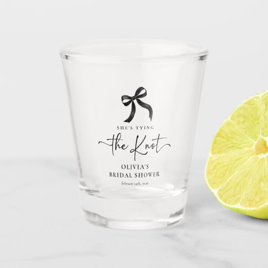 おしゃれな花嫁の結婚式 黒いリボン ブライズシャワー ショットグラス (正面)